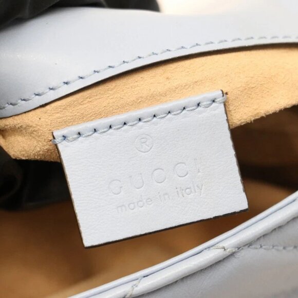 Gucci Calfskin Matelasse Super Mini GG Marmont Shoulder Bag - Light Blue - Picture 14 of 16